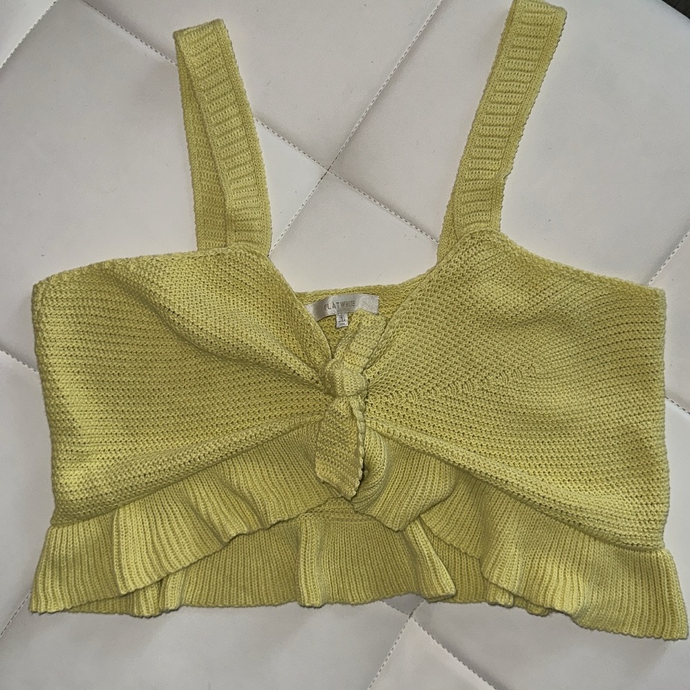 Anthropologie Flat White Tie-Front Sweater Tank - Picture 5 of 7